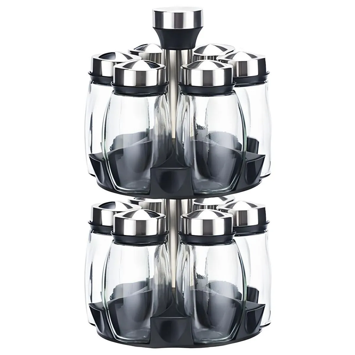 Rotating Spice Rack Organizer Set with 12 Seasoning Jars Revolving Shelf