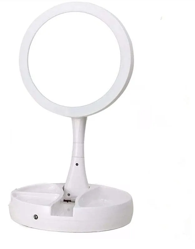 Foldable Double-Sided LED Lights Cosmetic Mirror