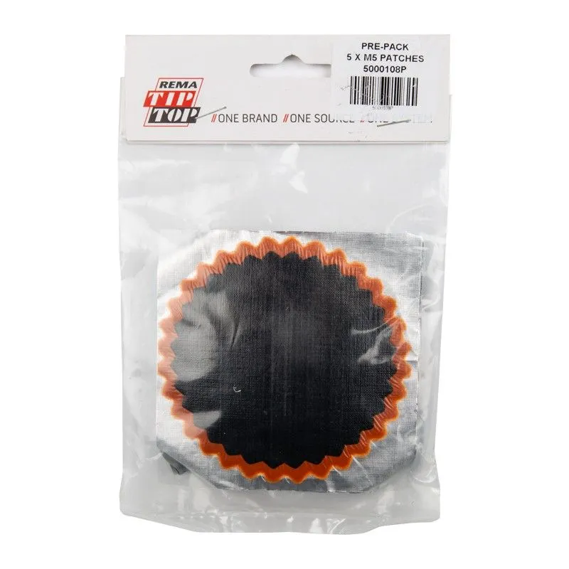 Rema Tube Patch Kit Tyre Repair - Round - No5 - 5 Per Pack - Bulk Pack of 2