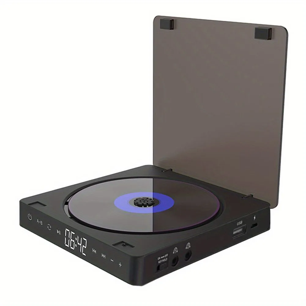 Portable Rechargeable CD Player with Touch Control and Dual Headphones