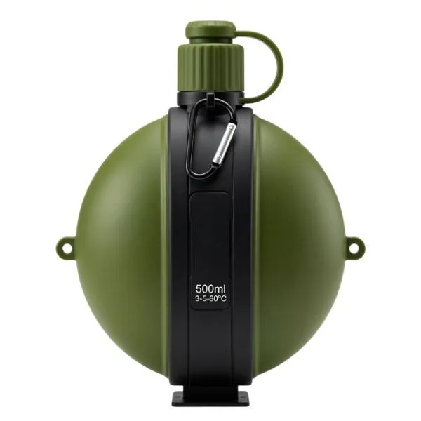 500ml Portable Silicone Water Bottle with Carabiner - Green