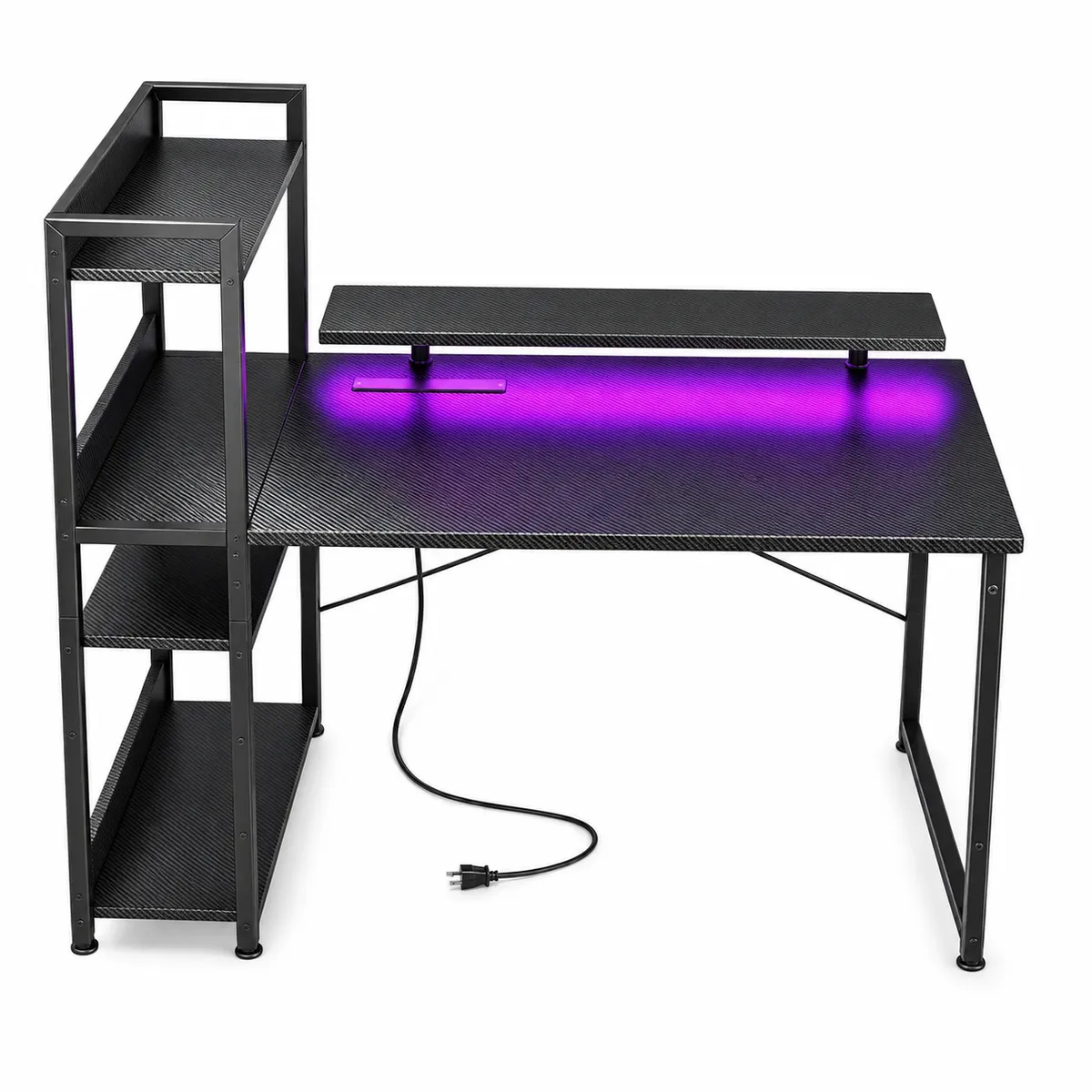 RGB Gaming Desk Computer Desk Carbon Steel Frame with Monitor Stand Shelf