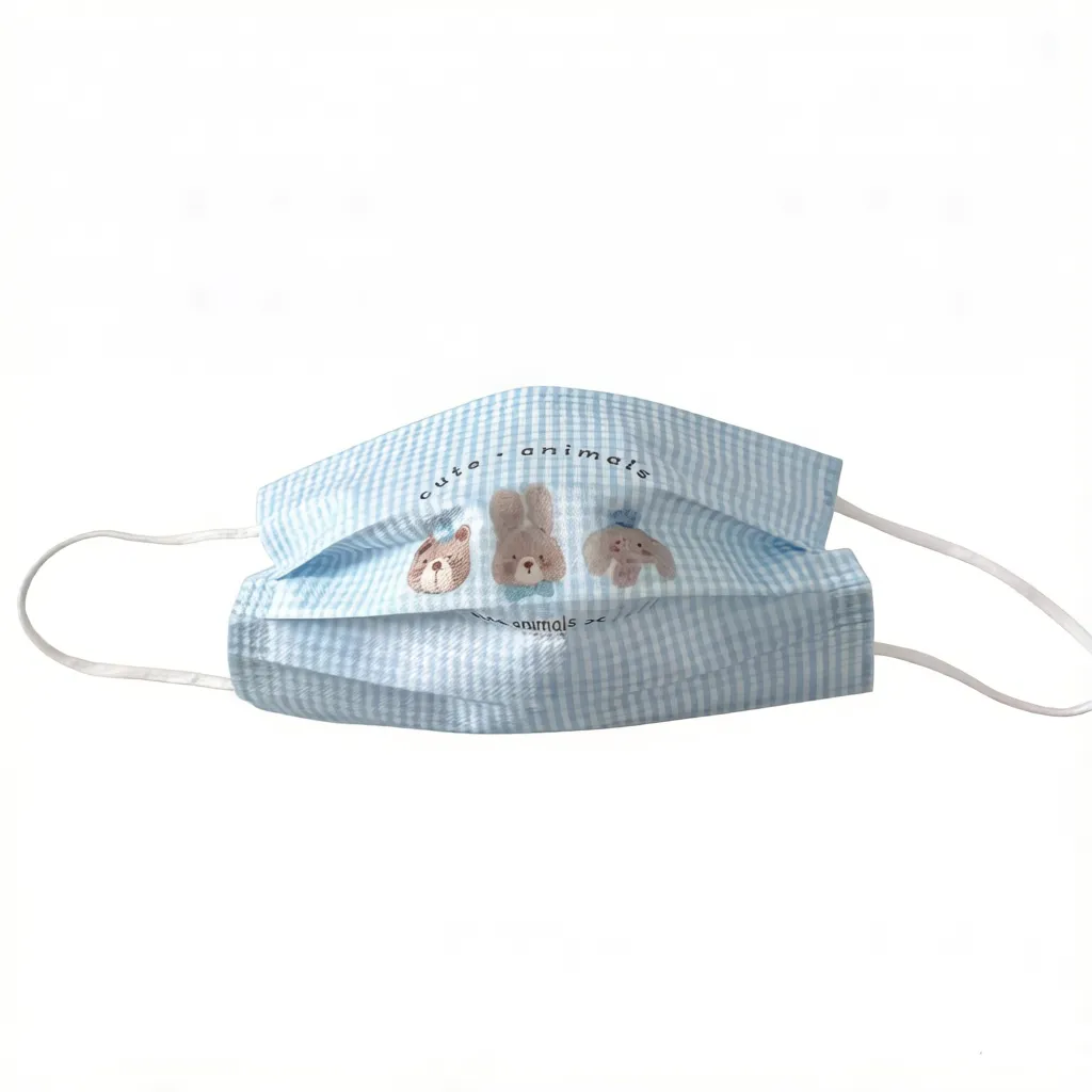 30 Piece Cartoon Rabbit Plaid Disposable Face Mask Breathable 3-Ply