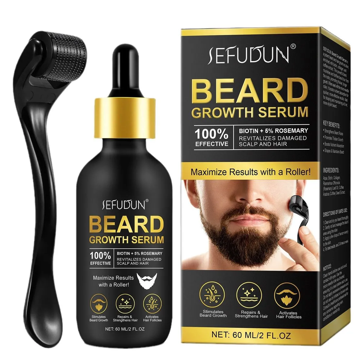 Sefudun Beard Growth Serum Essence Kit