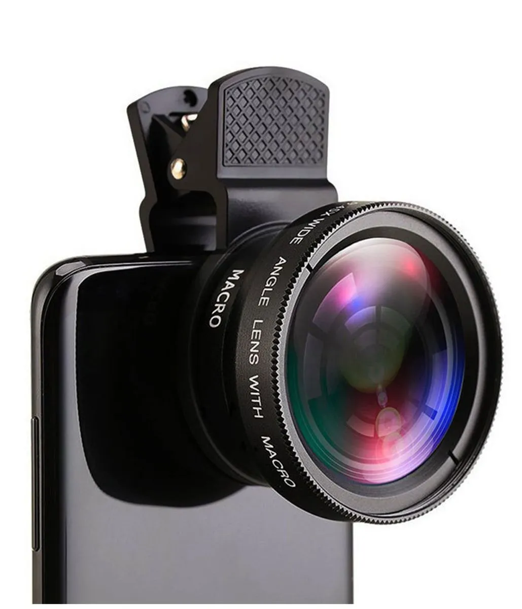 Universal Clip-on 2-In-1 Lens 37mm Professional 0.45X Ultra-Wide & Macro HD