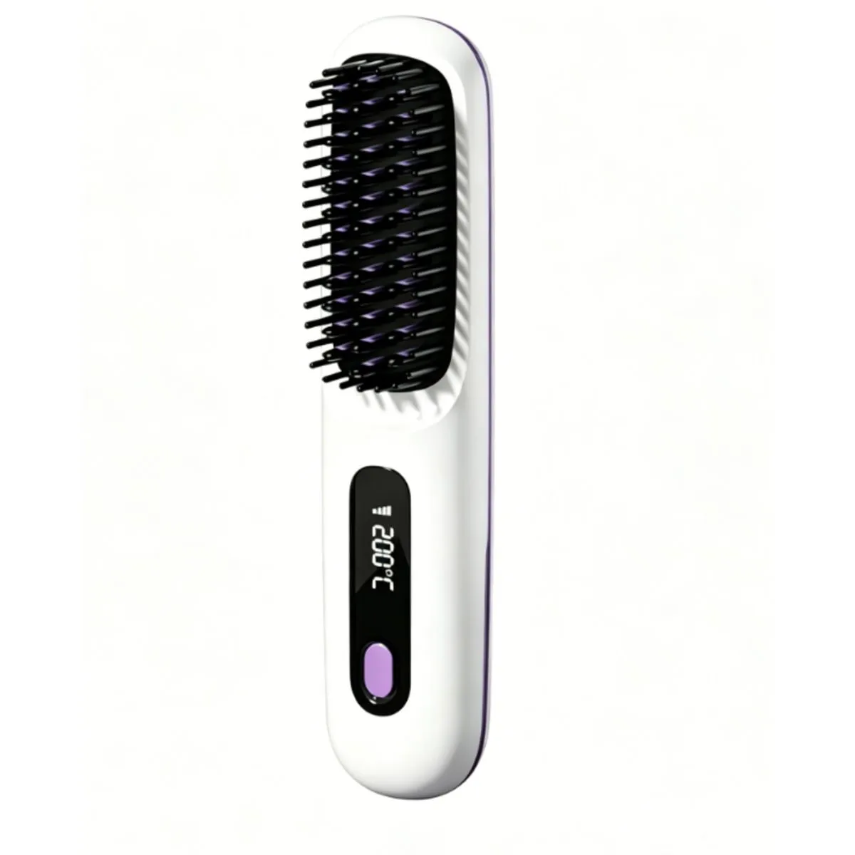 Cordless Hair Straightener Brush with LCD Display White