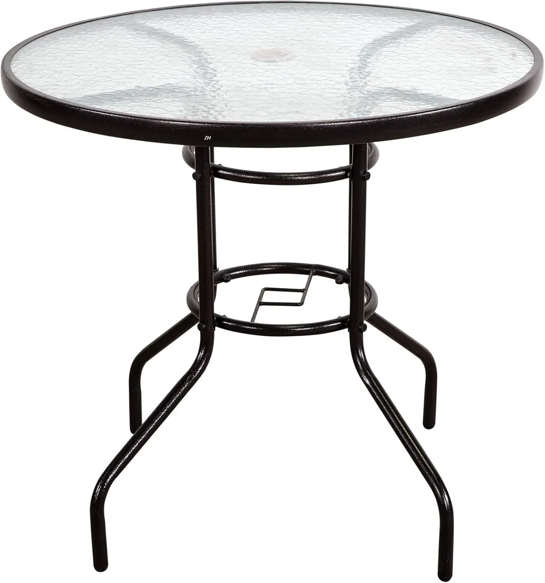 Outdoor Round Table Patio Bistro Dining Table with Umbrella Hole Patio