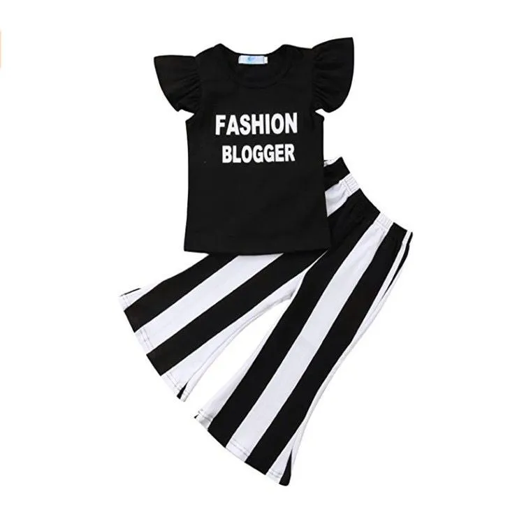 Adorable Fashion Blogger Stripe Top + Pants 2 Piece Set