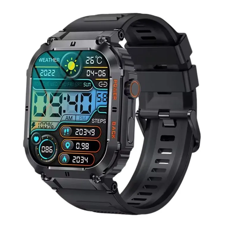 IP67 Smartwatch With Health Monitoring & Built-In Microphone - Black