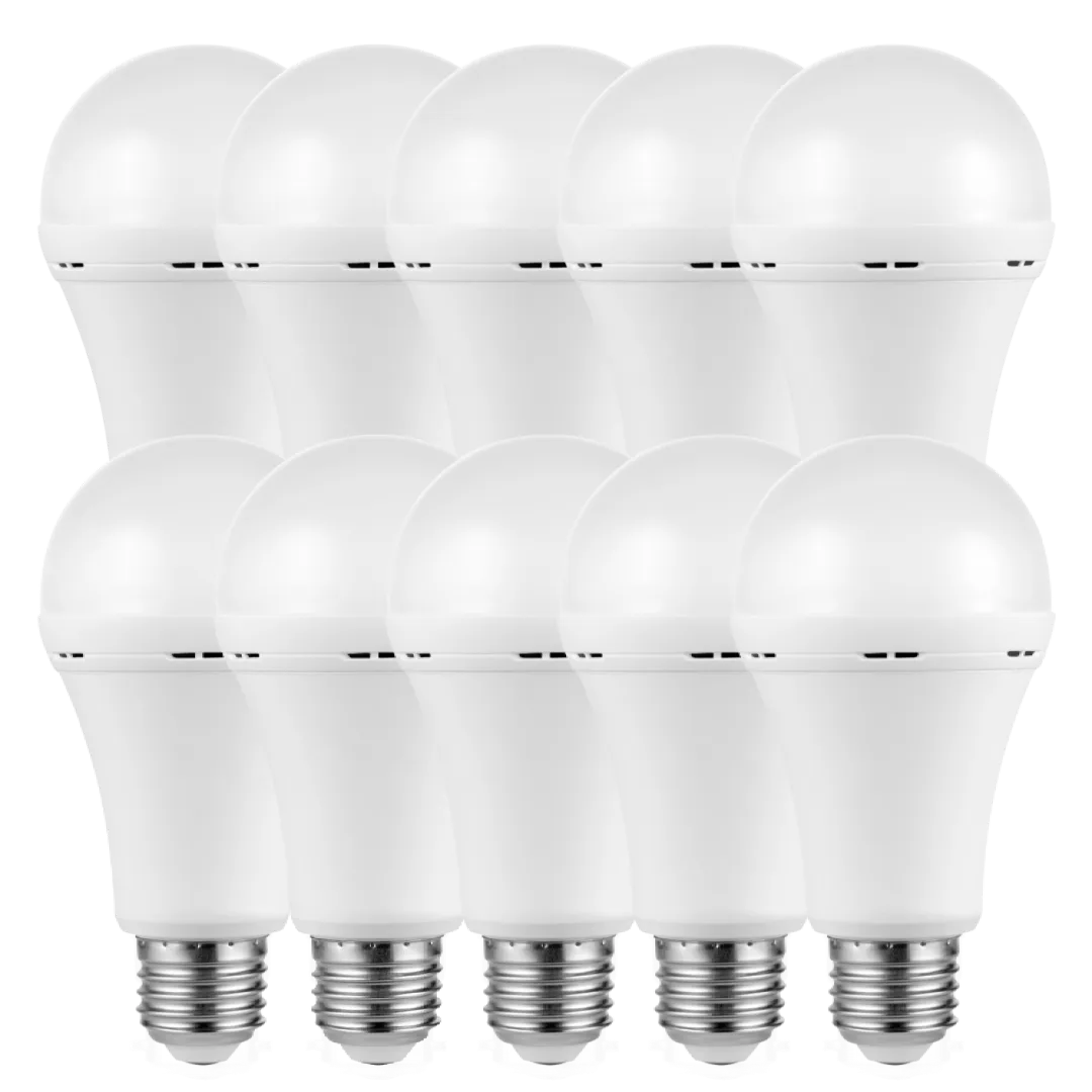 LED 5W Light Bulbs Rechargeable - 10 Pack - Auto-Dimmable - E27 - Switched - Cool White
