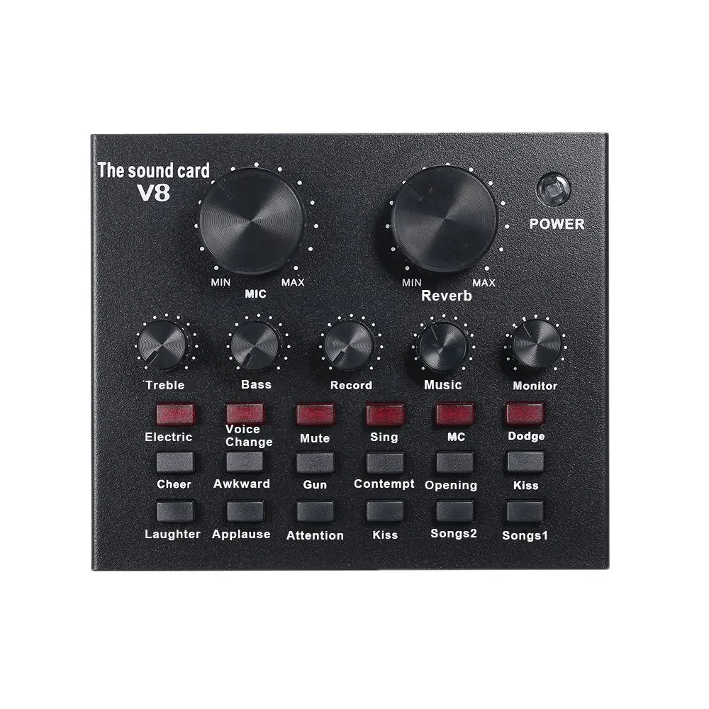 V8 Live Sound Card, Adjustable Mixer, PC/Microphone