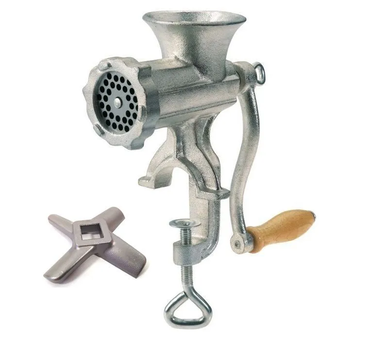 Hand Operated Size 08 Meat Mincer: Durable Metal for Efficient & Precision