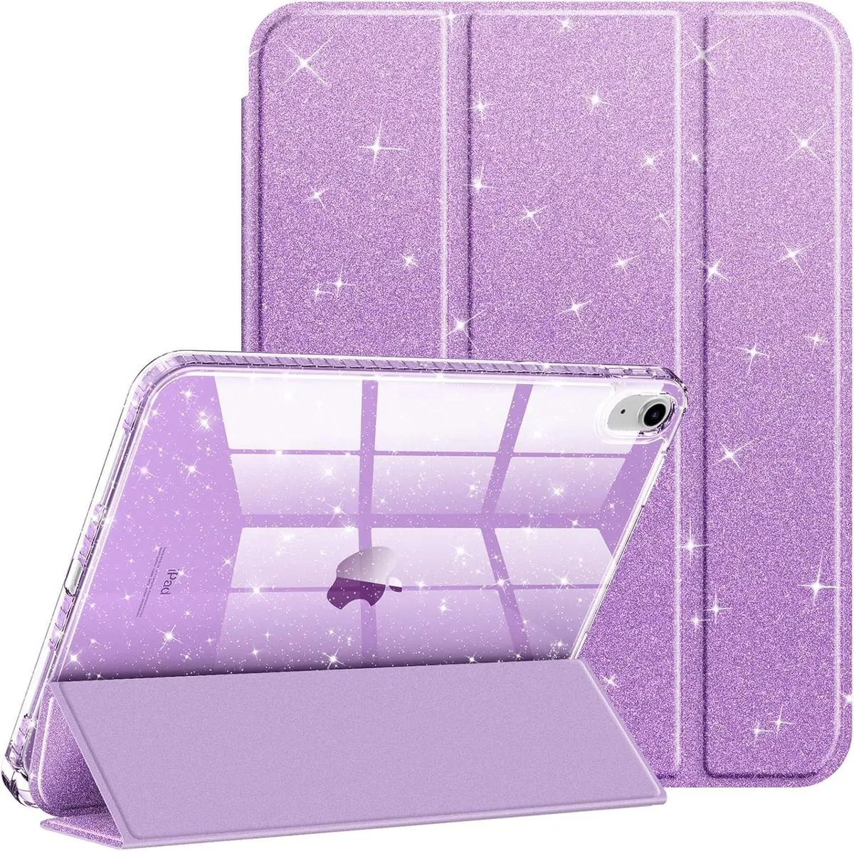 Purple Glitter iPad Cover with Pen Slot: Compatible with iPad 10th/11th Gen