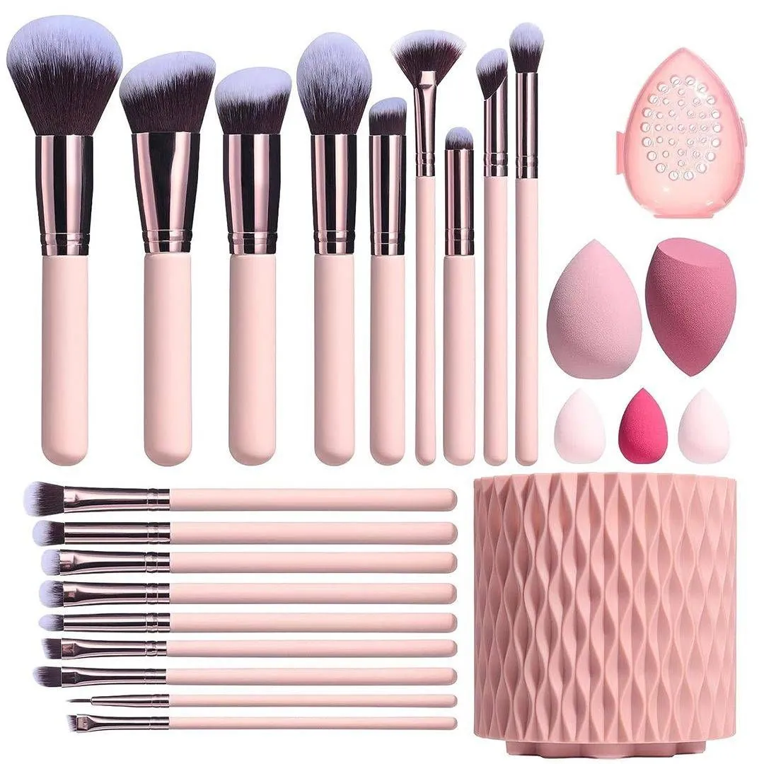 18 Pieces Makeup Brushes Set with 5 Sponges & Holder & Sponge Case