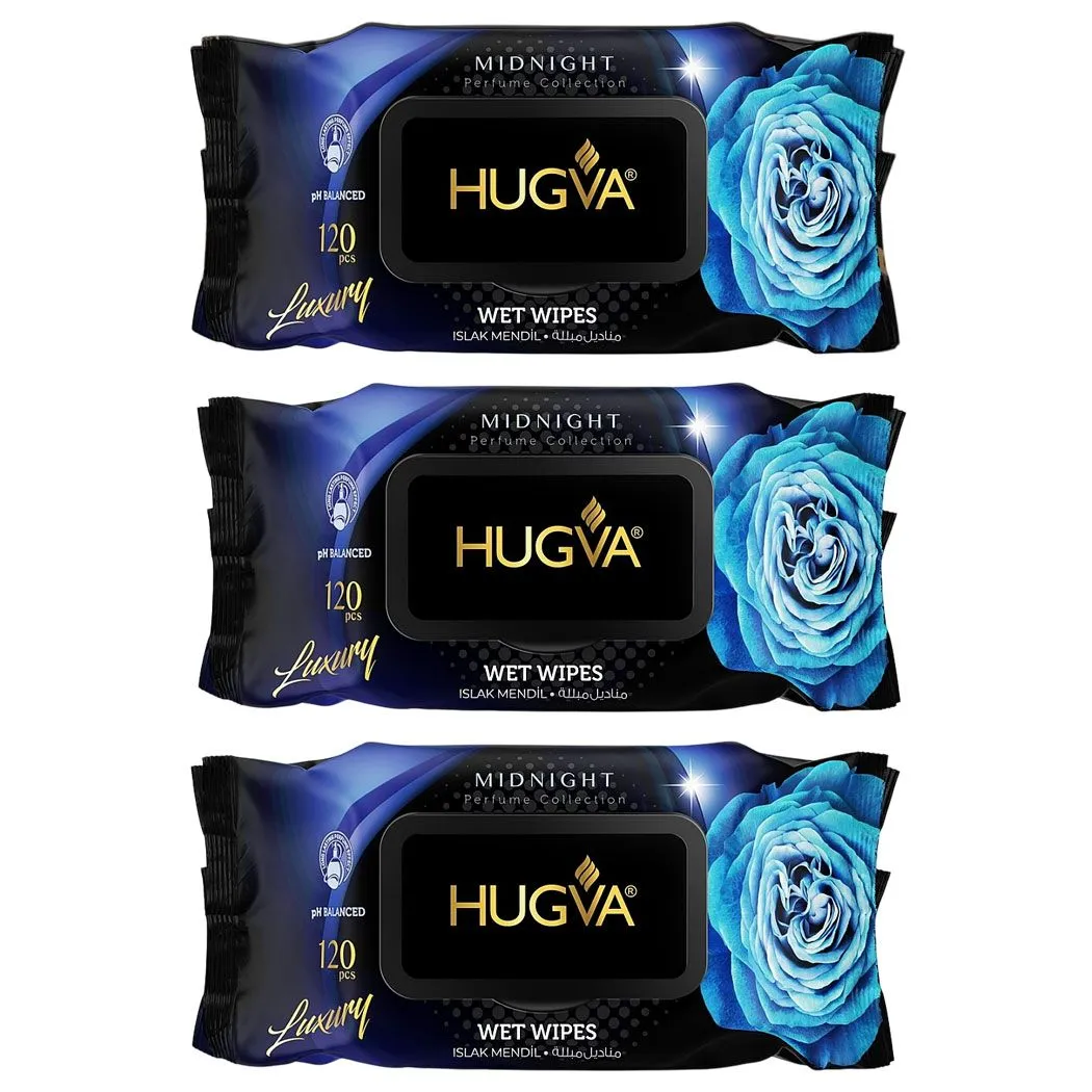 Hugva Luxury Scented Wet Wipes - Midnight - 3 Pack