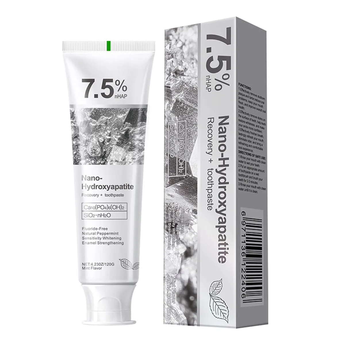 7.5% Nano-Hydroxyapatite Toothpaste, Intensive Brightening & Fresh Breath - 1pc
