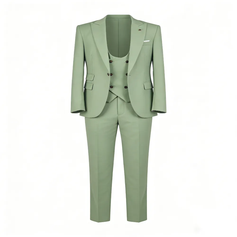 Men's Premium 3-Piece Tailored Fit Suit Set - Light Green Lively