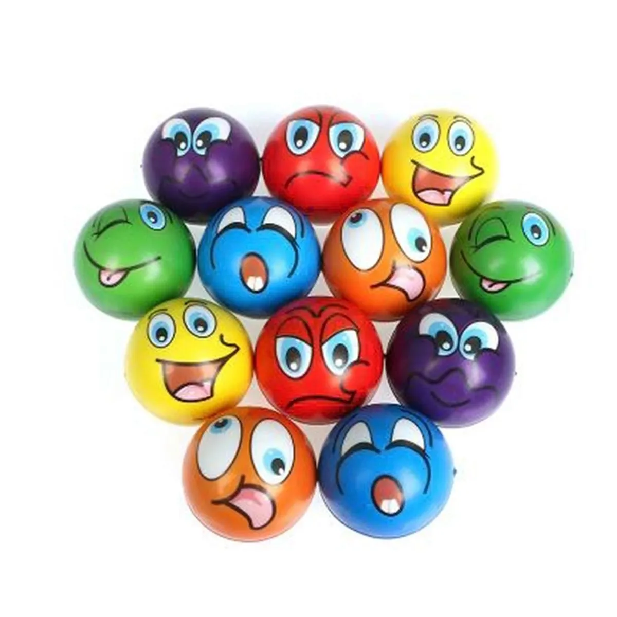 12Pcs 6 3Cm Soft Sponge Expression Grimace Smile Face Squeeze Ball
