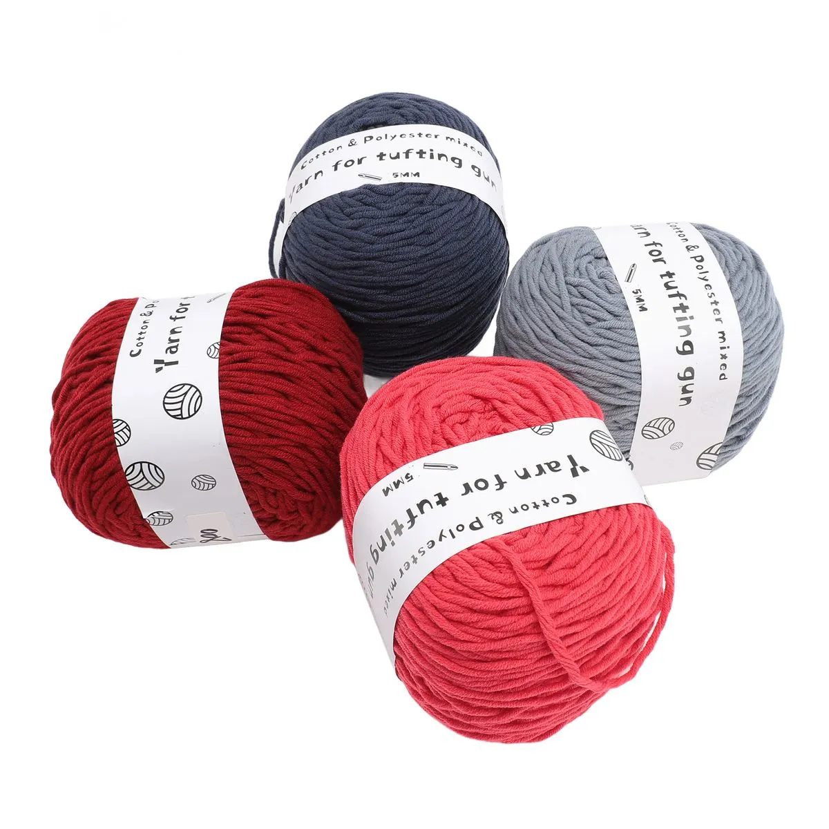 Soft Cotton Crochet Yarn Kit 4 Colors for Carpet