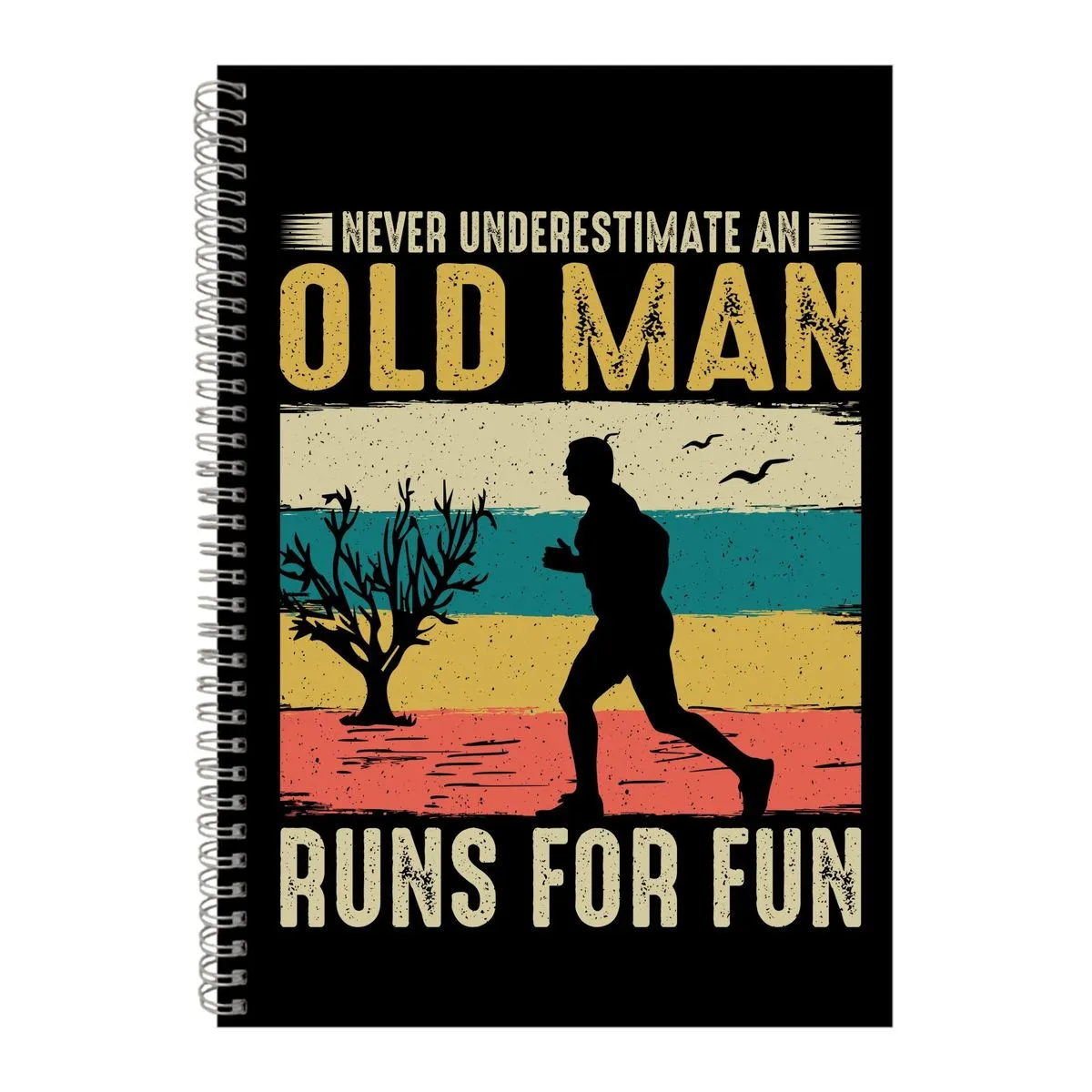 Old Man A4 Notebook Spiral Lined Running Graphic Saying Notepad Present 178