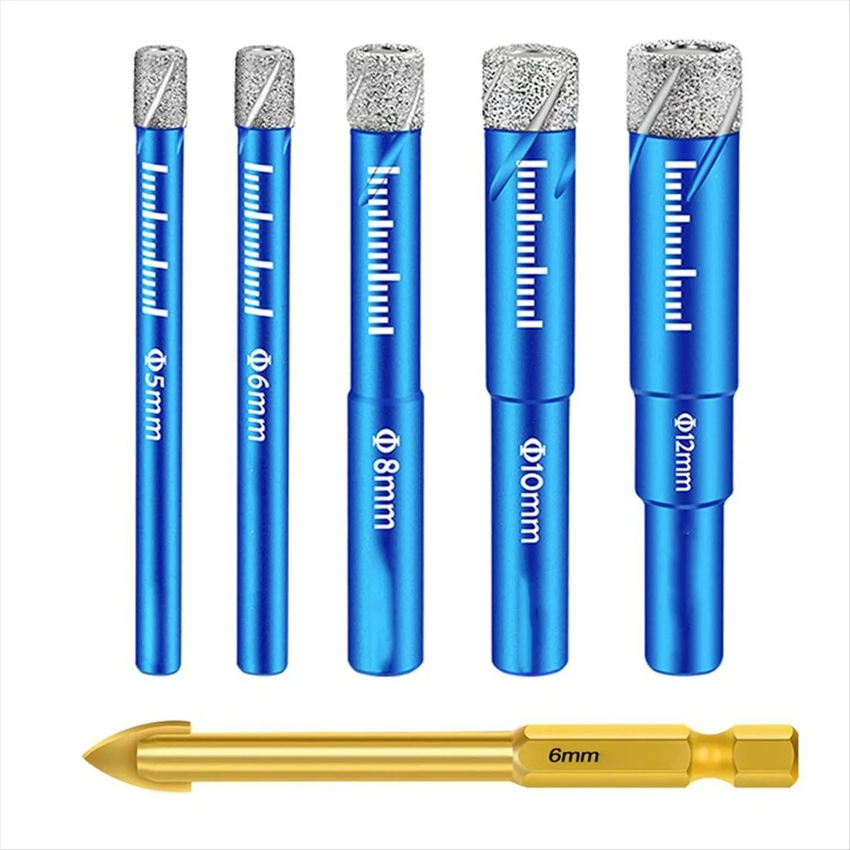 5Pieces Dry Drill Bits for Tile, Ceramic Glass