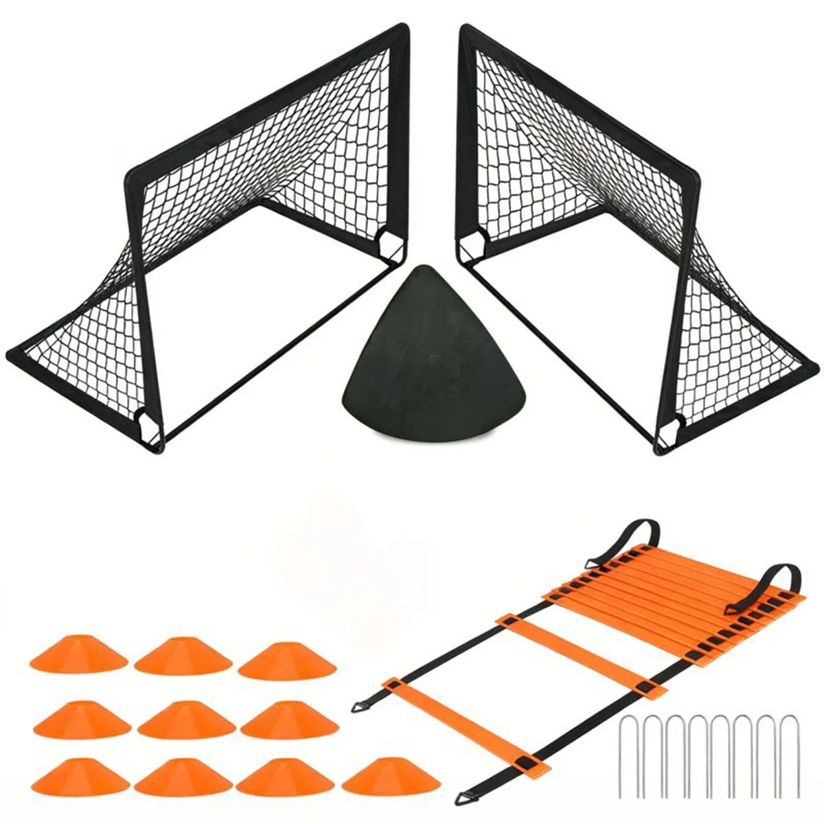 2 Piece Foldable Soccer Goal Nets Portable Kids Football Training Kit