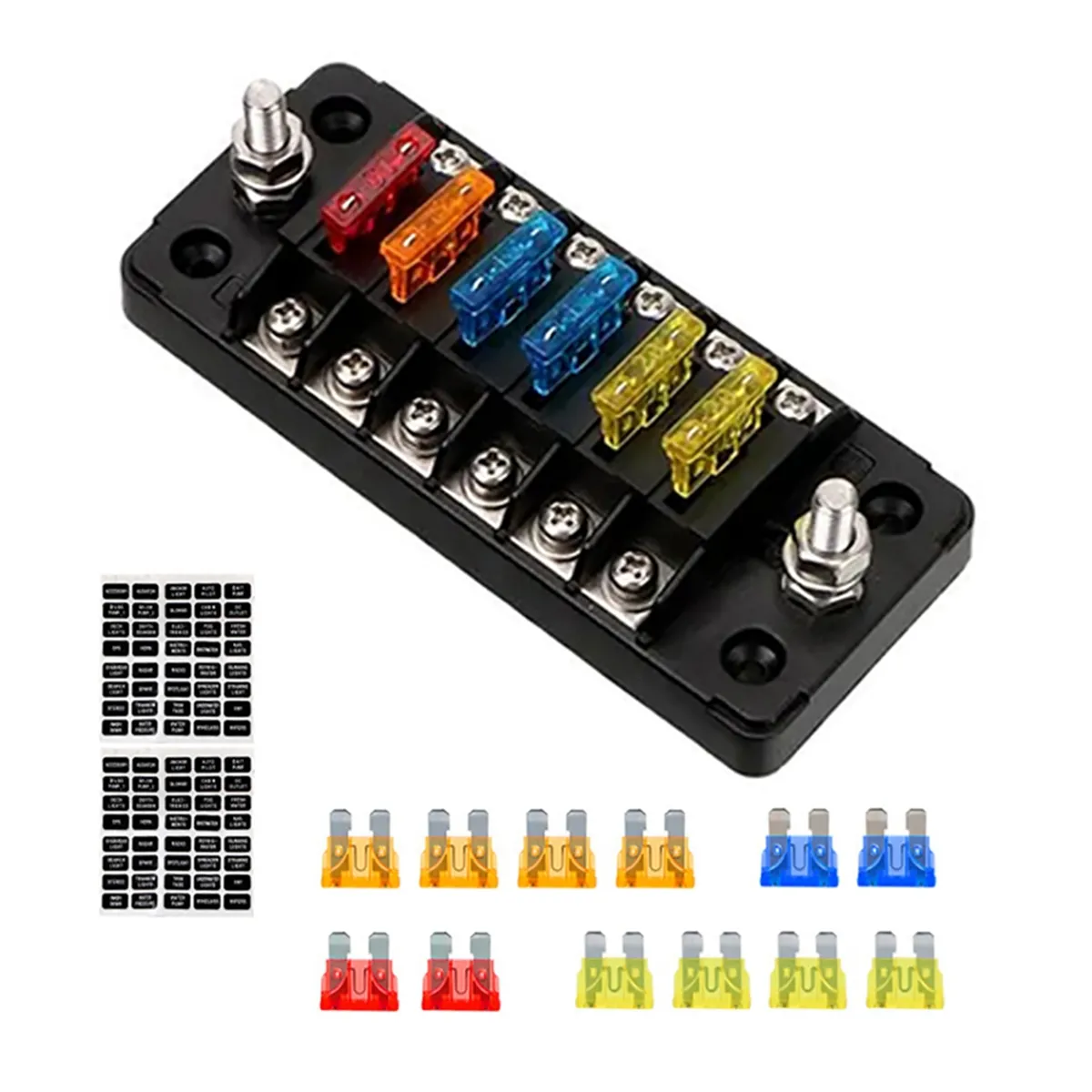 Fuse Box Holder Flame Retardant 6 Ways Blade Fuse Compatible with Universal