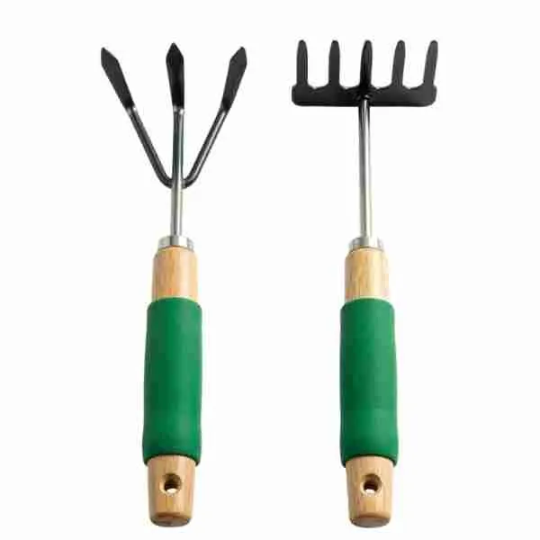 Garden Cultivator Tools 5 Prong 3 Prong Hand Rake with Soft Grip - 2 Pack