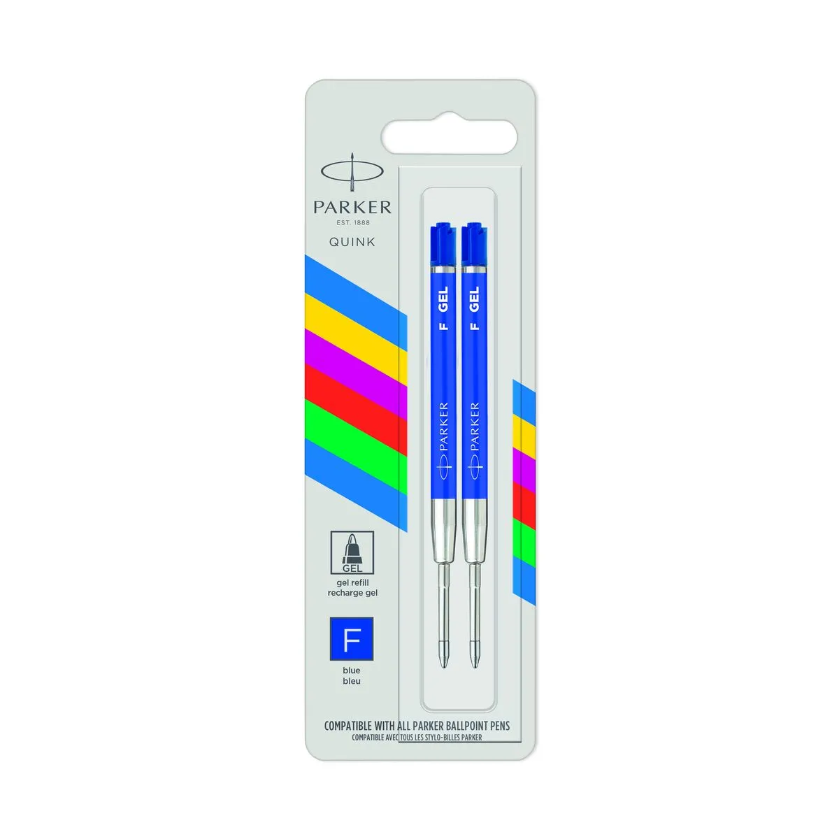 PARKER Economy Ball Pen Gel Refill Fine Nib Blister of 2 - Blue - 0,5mm