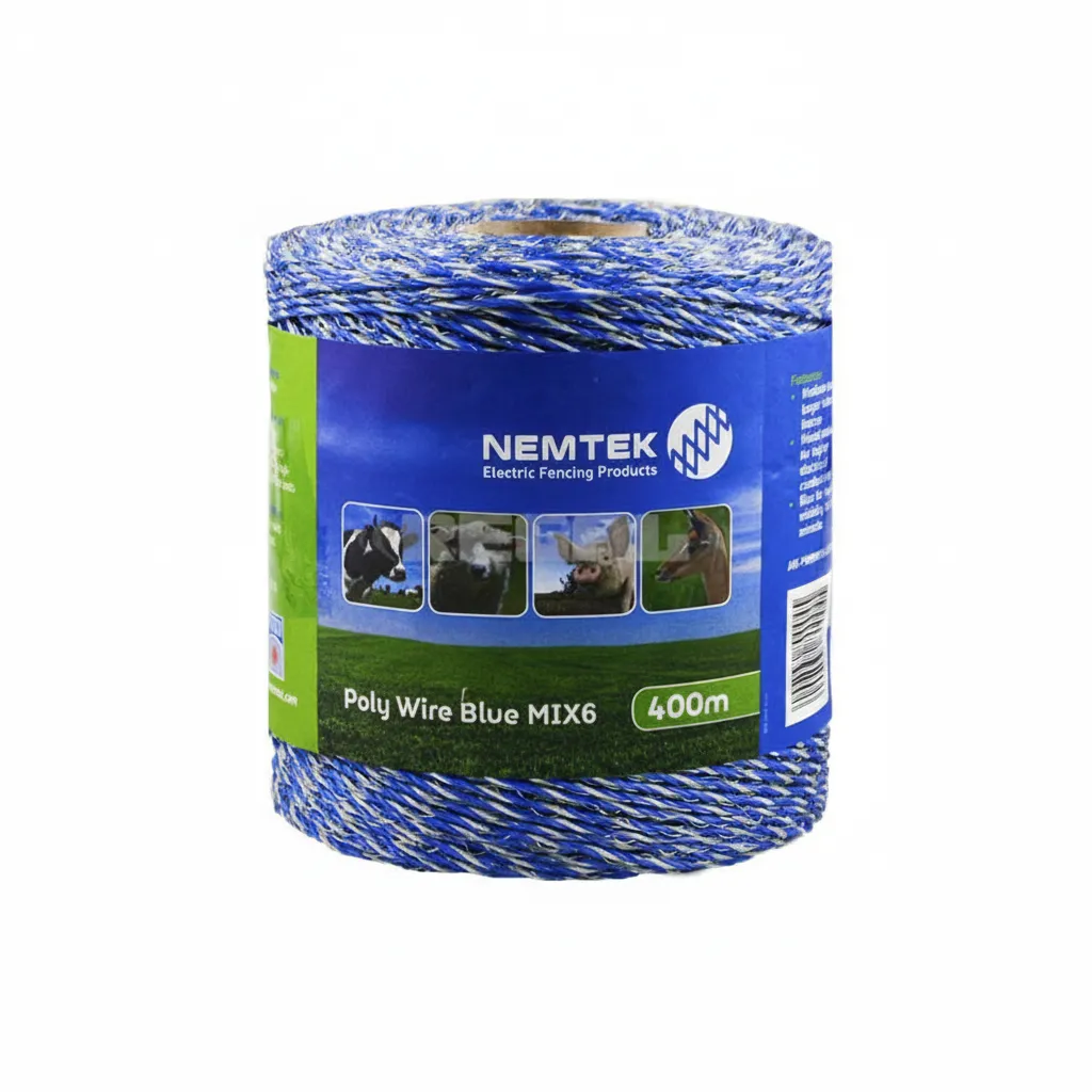 Nemtek 400m Blue Poly Wire for Electric Fencing - 6 Strands
