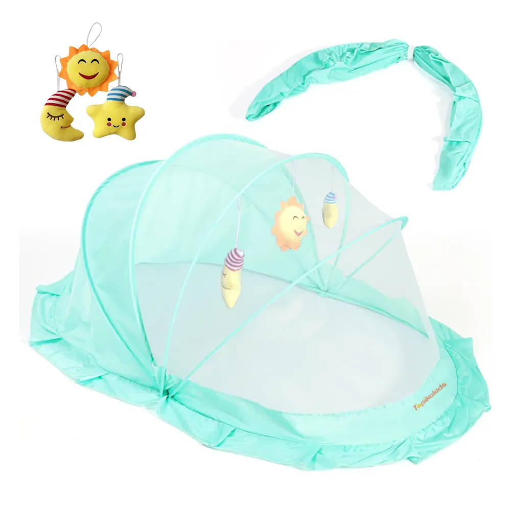 TopikaKids-Baby Mosquito Net Bed Tent,Baby Shelter for Mosquitoes with Toy - Green