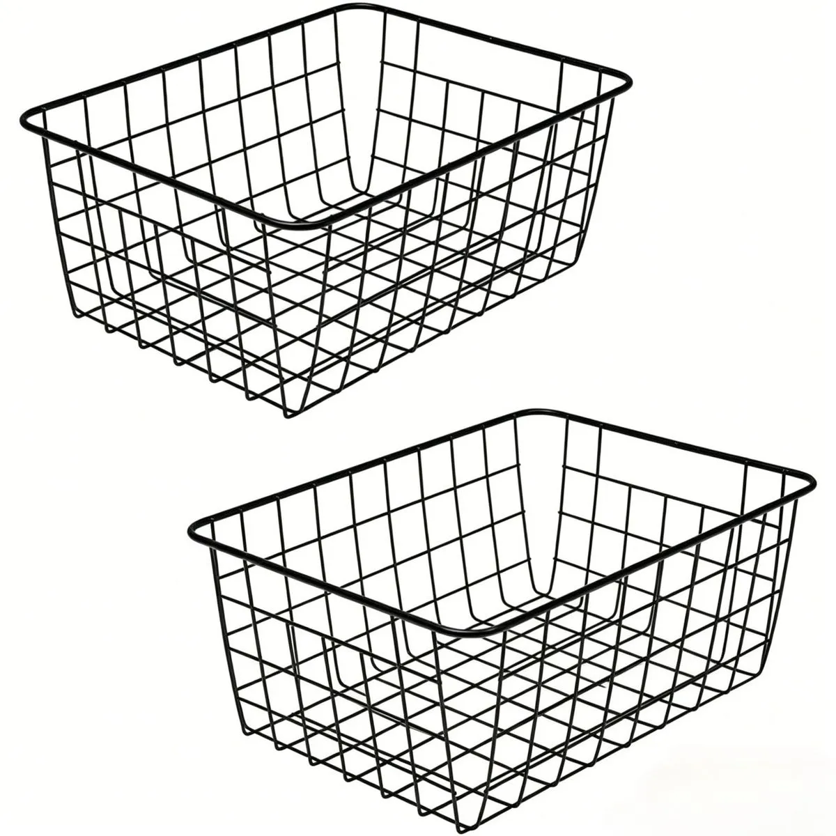 Wire Baskets with Handles for Kitchen Cabinets, Closet Bedrooms-2Pcs