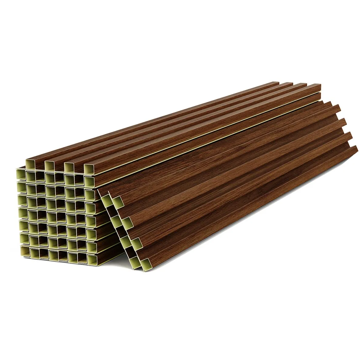 290x298.8cm Wood Wall Slat Panels 3D Fluted Wall Ceiling Soundproof Panels - Dark Brown