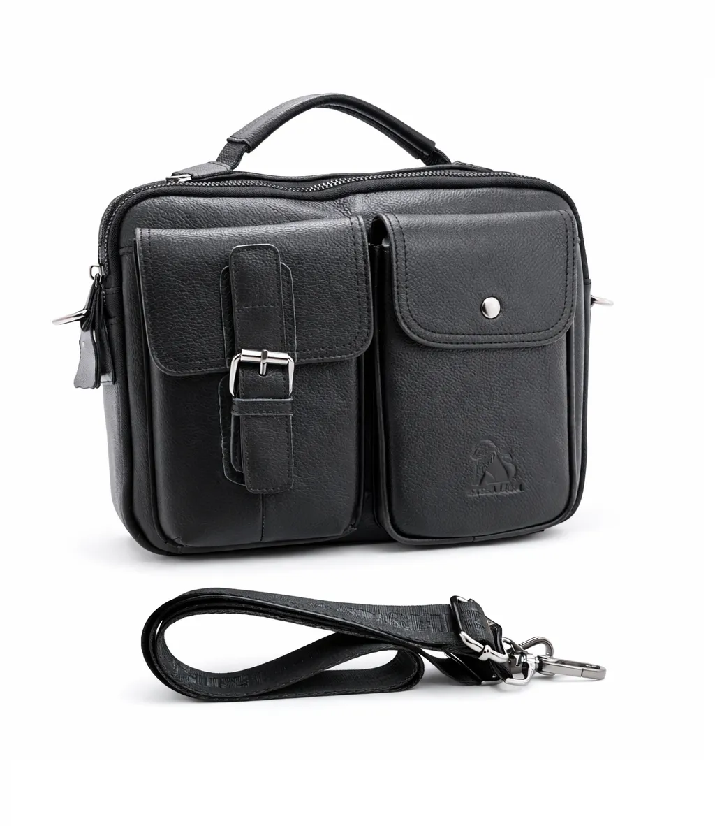 Vintage Leather Shoulder Bag, Fits iPad & Tablets, 28x8x21cm