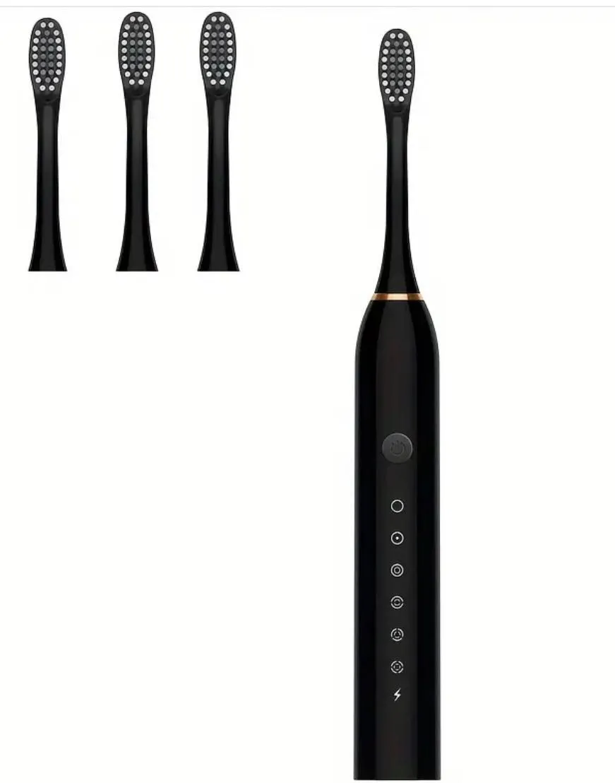 ElectricToothbrushWith 6 Smart Modes With 4 Replacement Heads,Ideal ForKids - Black