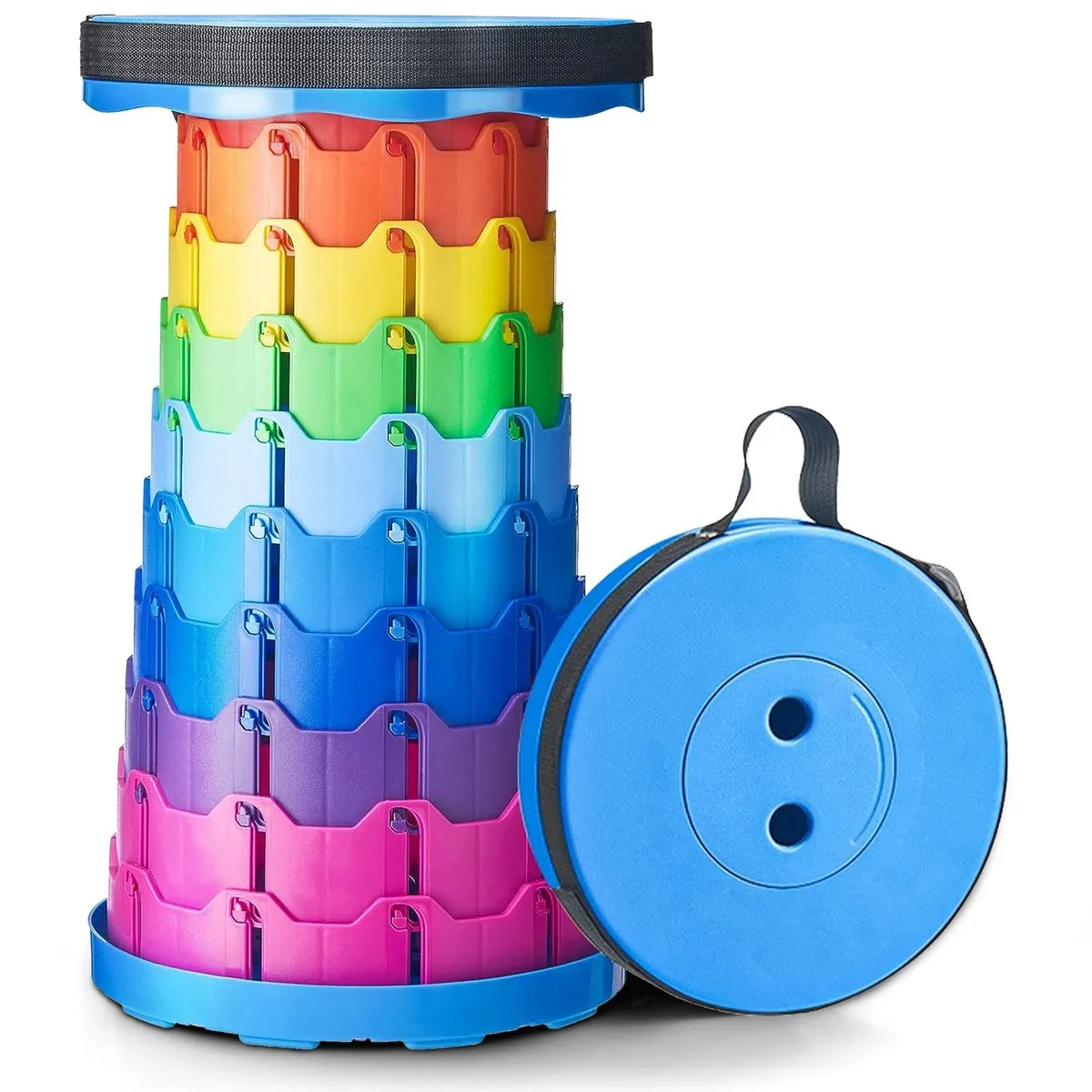 Folding Stool Collapsible Camping Stool Portable Patio Chair - Blue