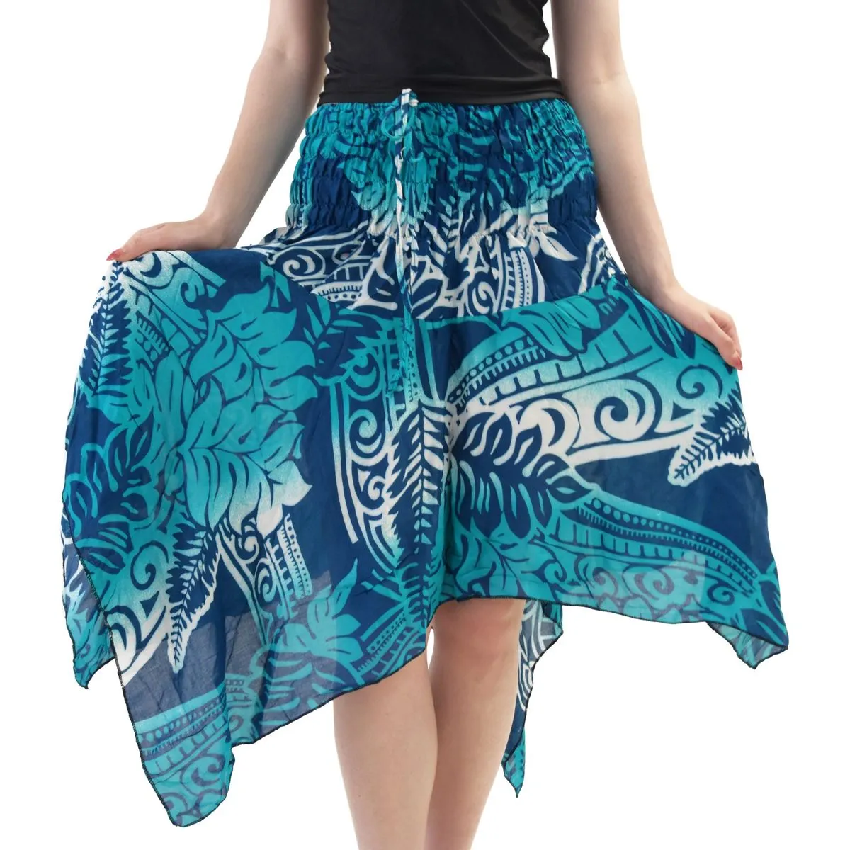 SKA Palm Fade Smocked Pixie Skirt Top - Green