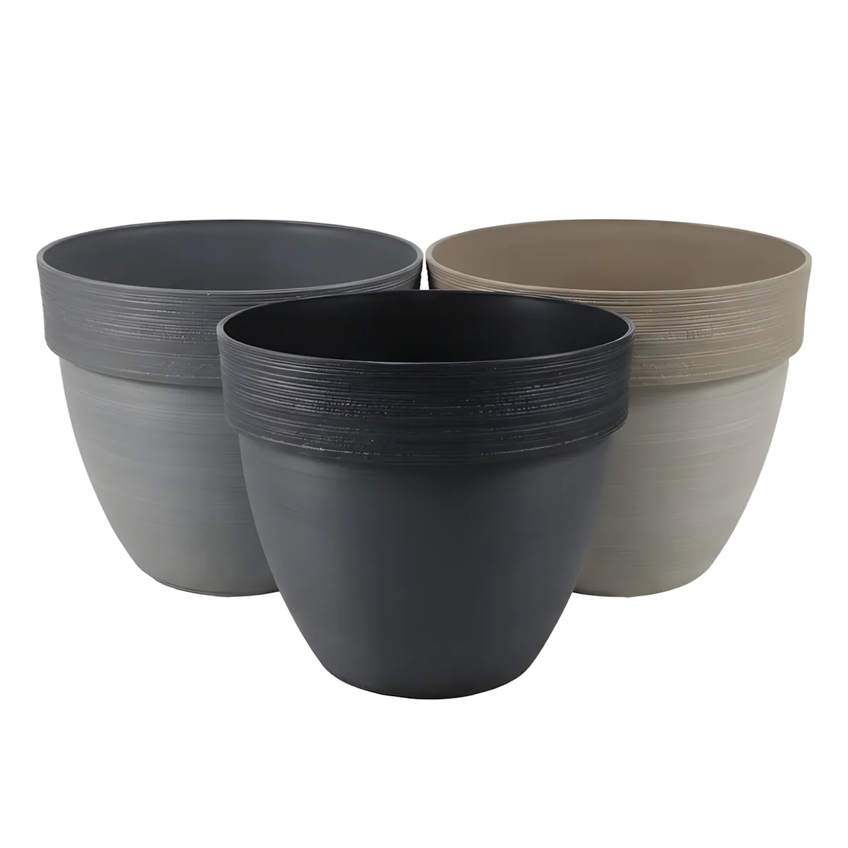 3-piece Mixed Colours 25.5X21.5Cm Brushed Planters Modern Pots Set