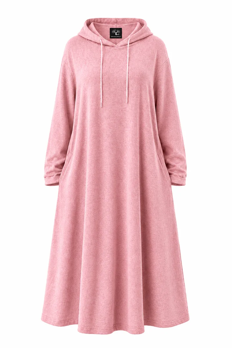 Secret Shield Blush Cloud Lux Hoodie Maxi Dress 100 % Cotton