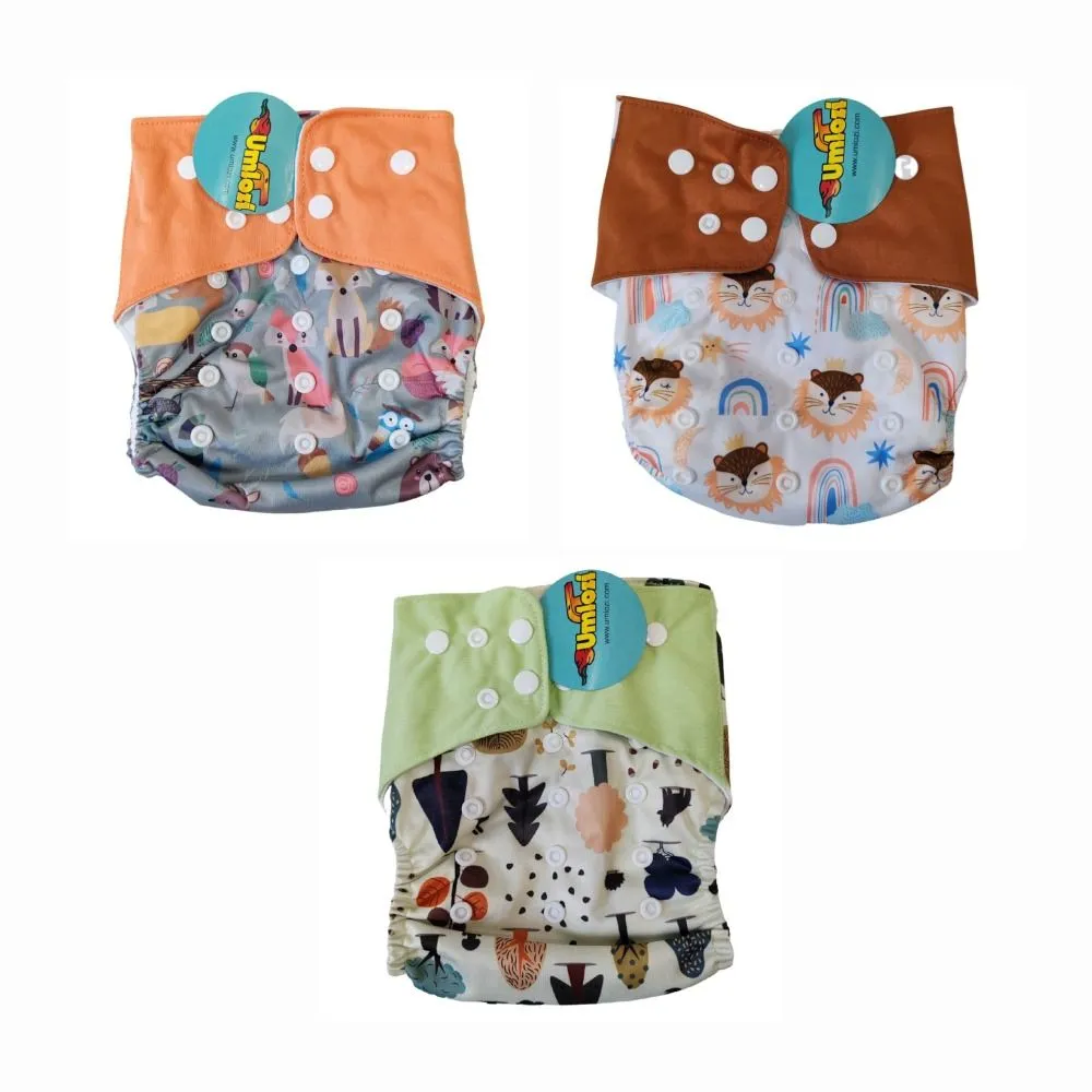 Re-usable & Washable Umlozi Nappies-Neutral 3 Pack For Babies 3 - 36 Months
