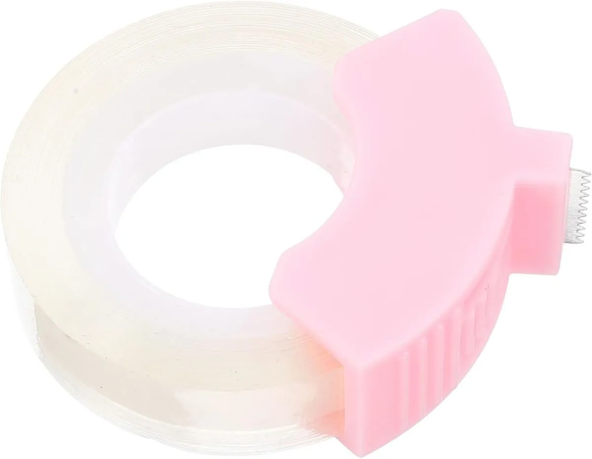 Portable Tape Dispenser Cutter Pink Plastic Desk Tape Holder for Office