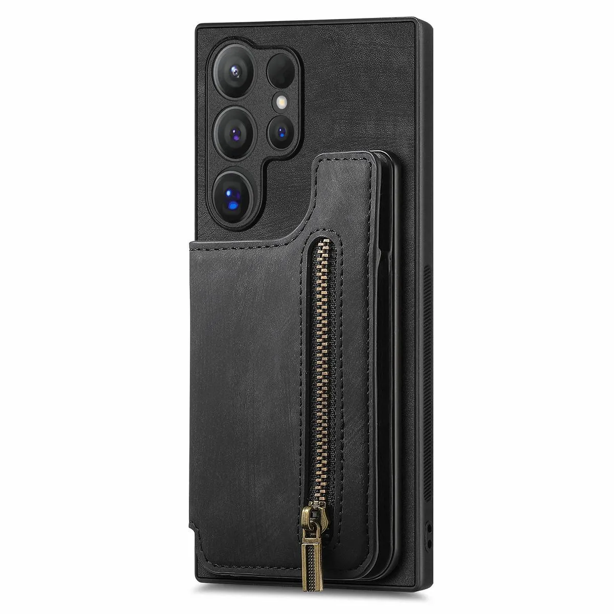 Leather Case Compatible with Samsung Galaxy S25 Ultra Wallet Phone Cases - Black