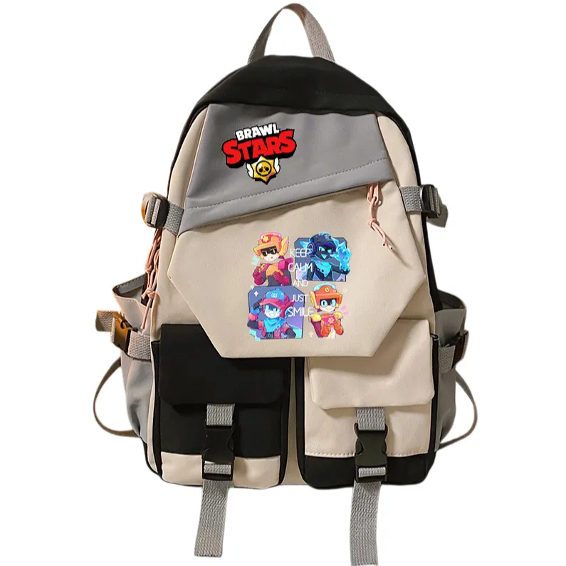 Game Merchandise Brawl Stars Student Bcakpack Color Blocking Schoolbag - Black