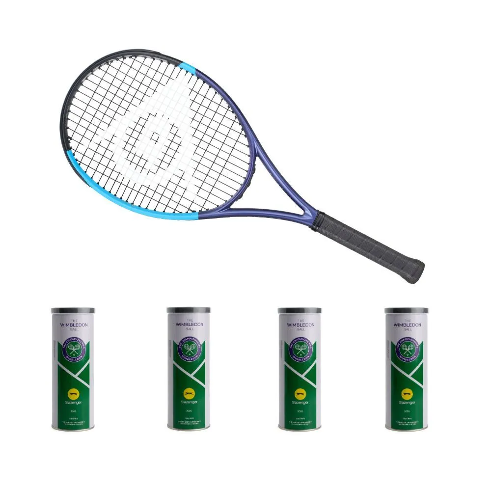 Dunlop Premium FX500 G3 Racket & 4 Wimbledon Sea Level Tins