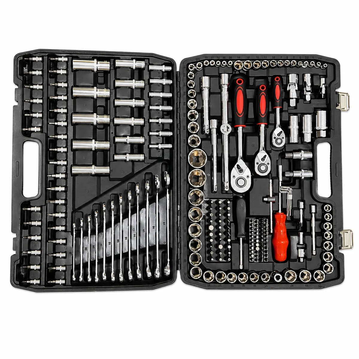 218 Pieces Multipurpose Mechanic Hand Tool Set - Silver Black Case