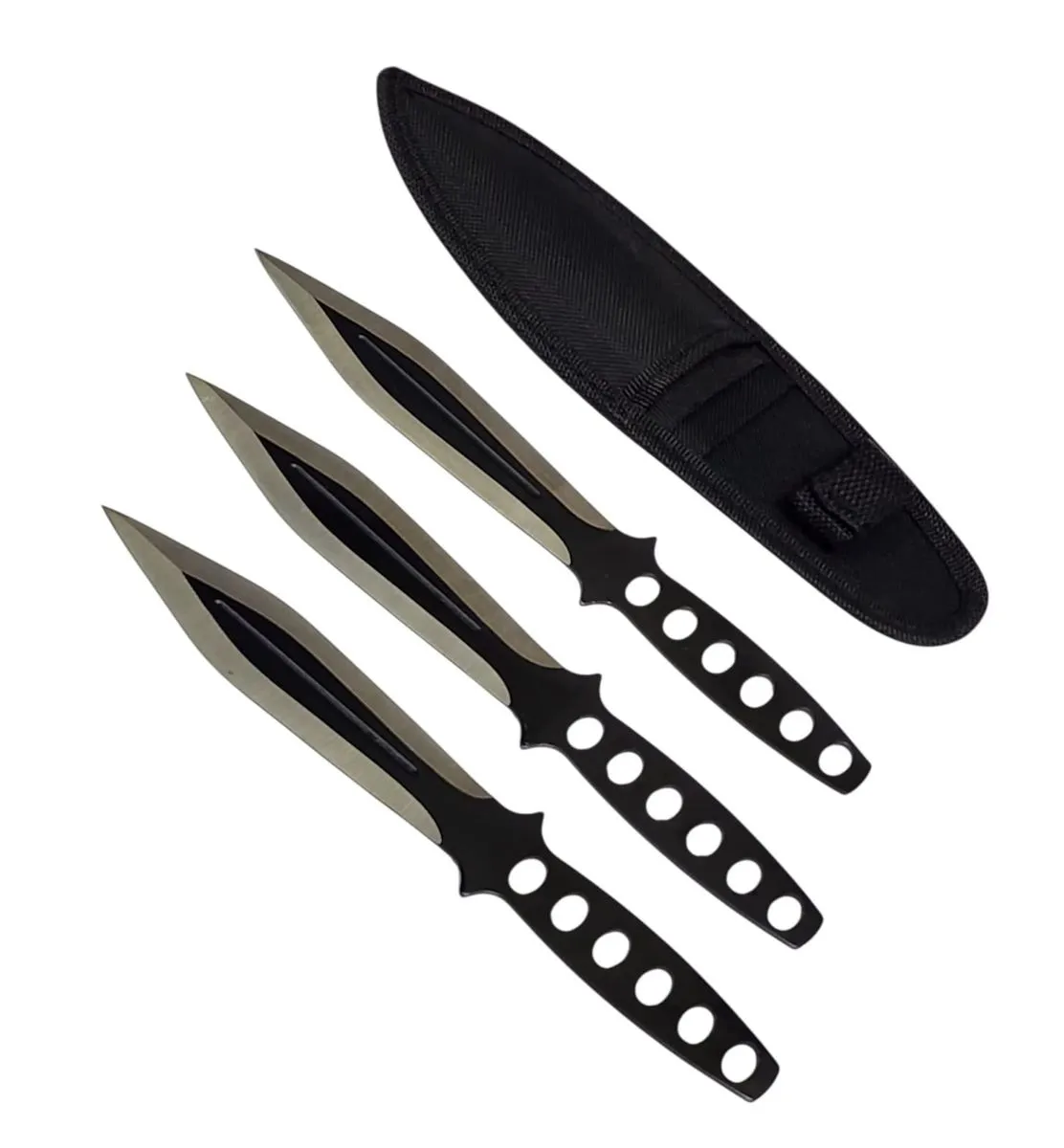 Set of 3 Precision Throwing Knives - 23cm with Black Sheath 174