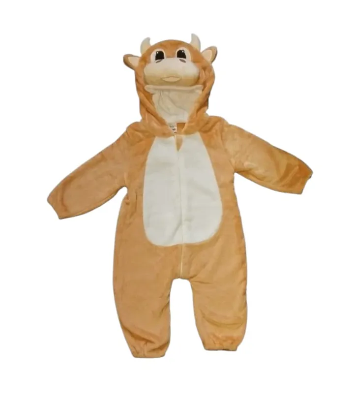 Baby Animal Onesie Hooded -Dino, Cow & Giraffe Design - Brown, White