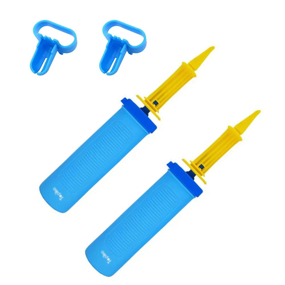 Topika - 2 x Dual Action Hand-Held Balloon Pump Inflator, 2 x Tying Tools - Blue