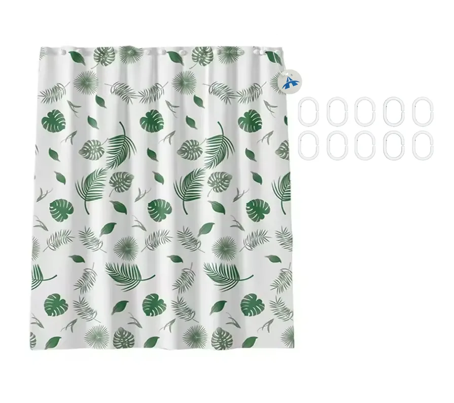 Alanes Waterproof Shower Curtain Modern Bathroom Curtain with Hooks - Green