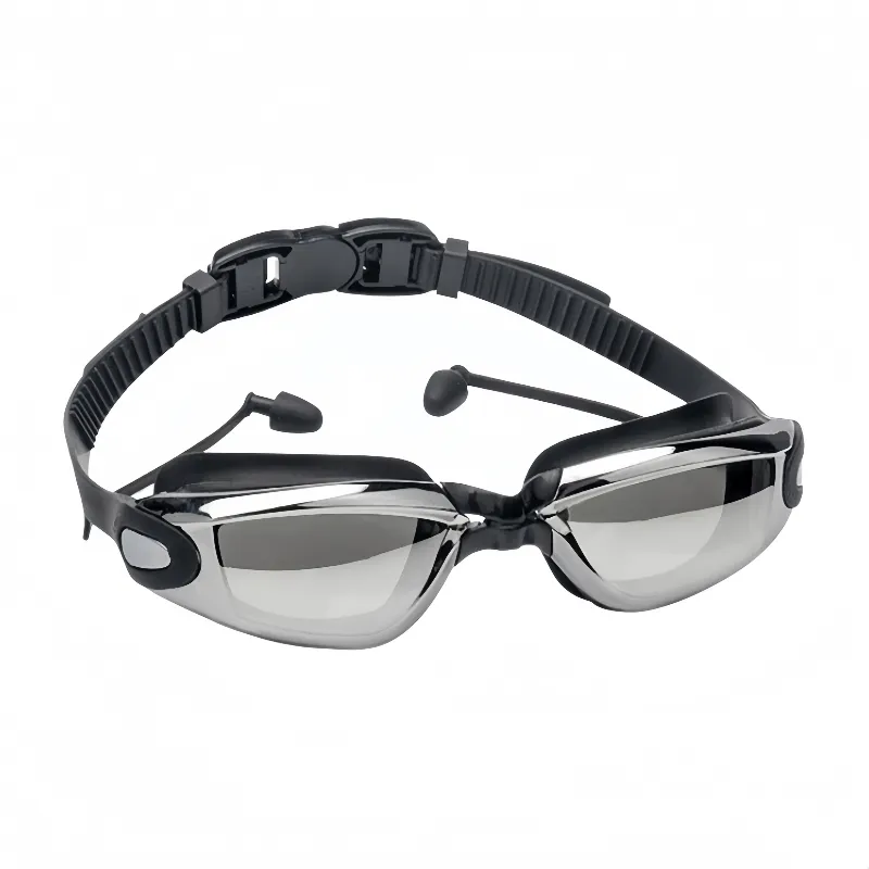 Adult High-definition Anti Fog Electroplated Swimming Goggles - Black-Clear Lens